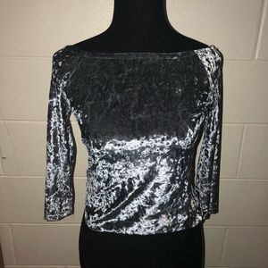Crushed velvet off shoulder top